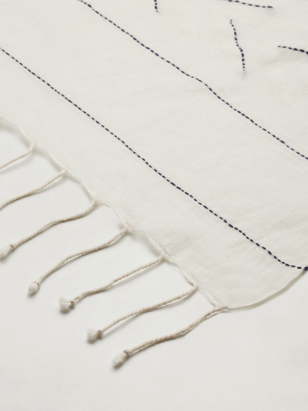 ASVA Women White Embroidered Pure Cotton Stole