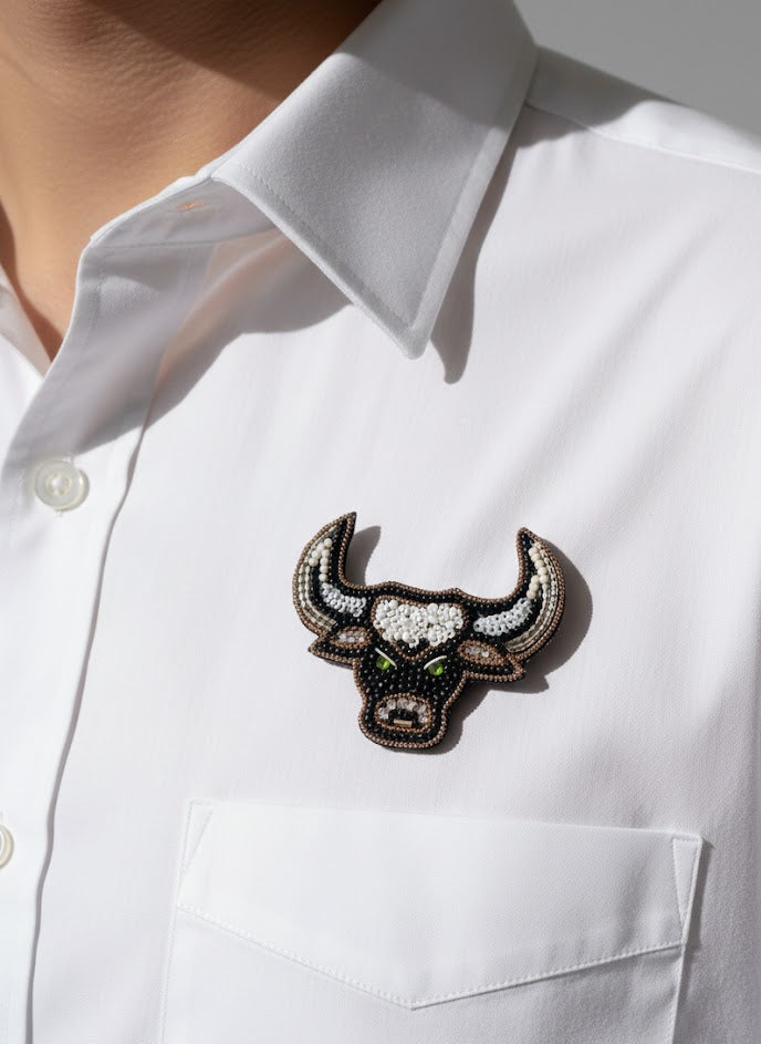 Artisanal Bull Head Brooch