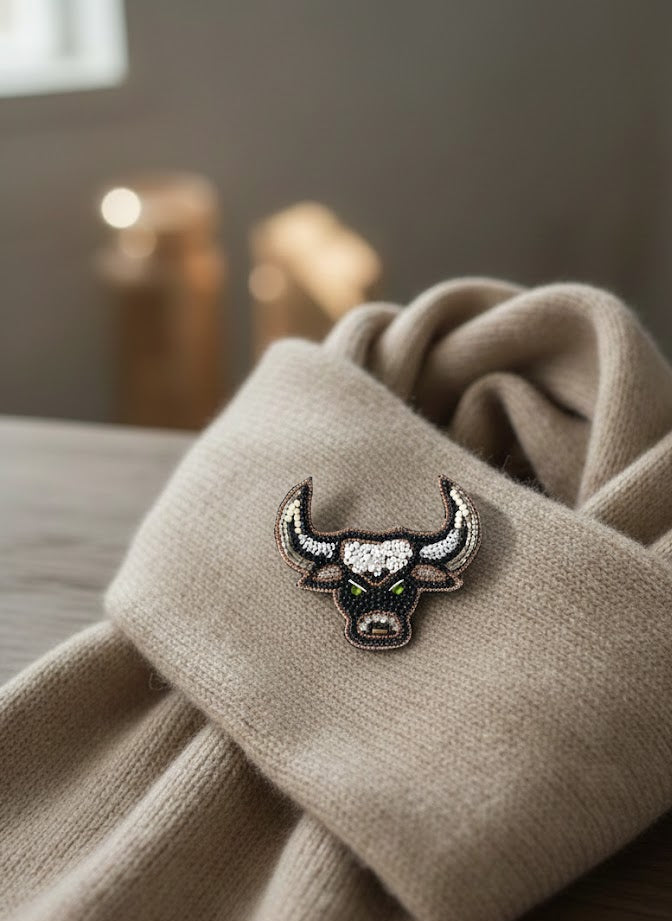 Artisanal Bull Head Brooch