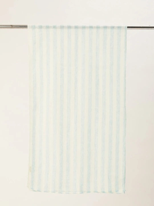 ASVA Blue & White Striped Linen Scarf