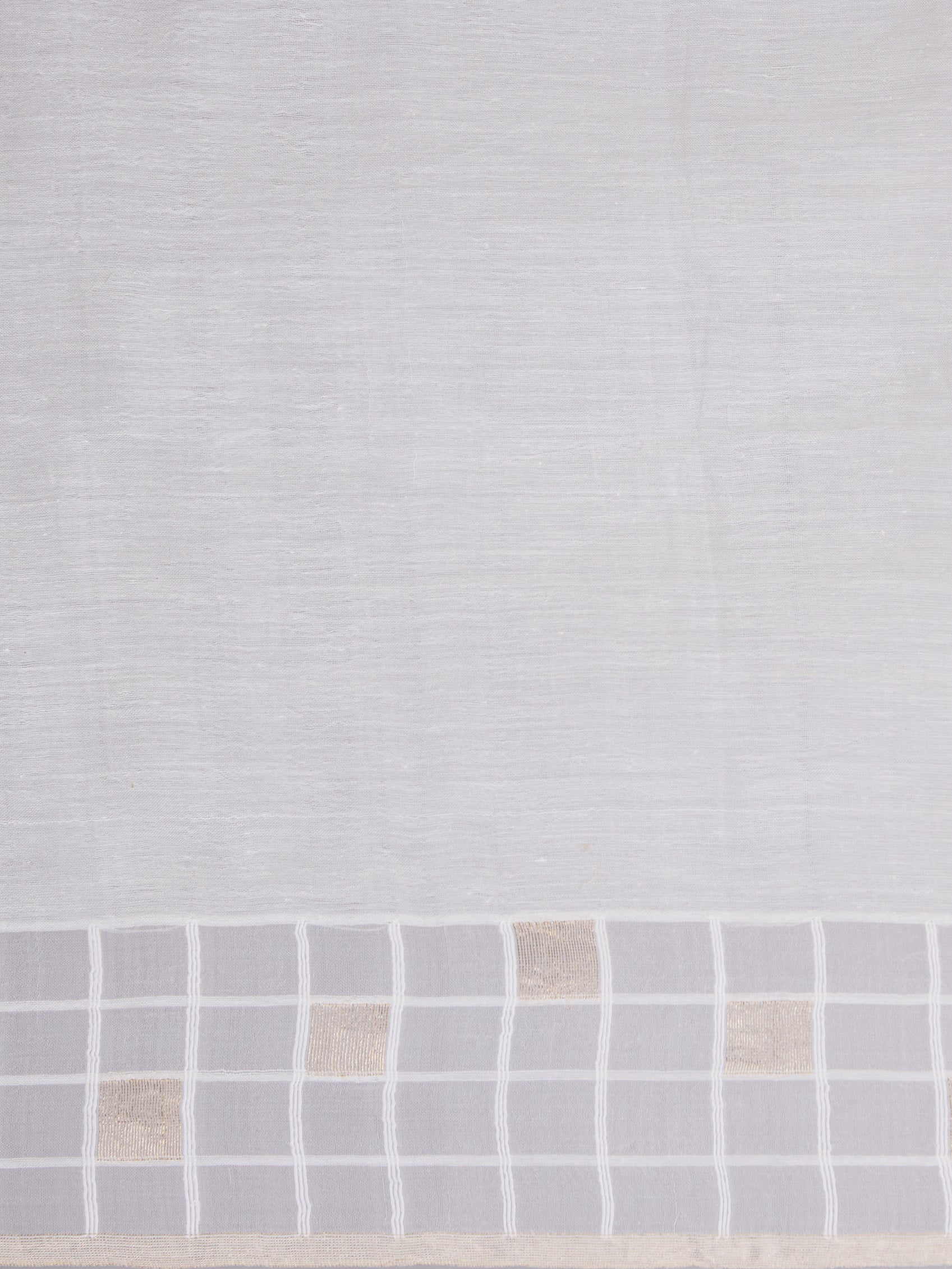 ASVA Off-White Silk Cotton Scarf with Handwoven Zari Checks and zari border
