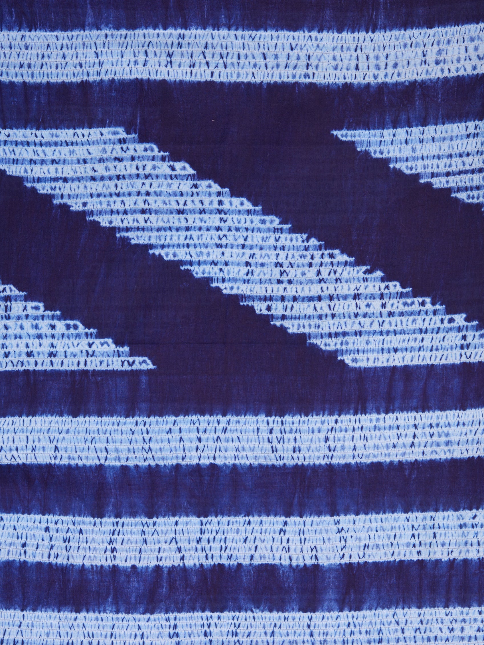 ASVA Women's Navy Blue Cotton Shibori Scarf with Self Tassels
