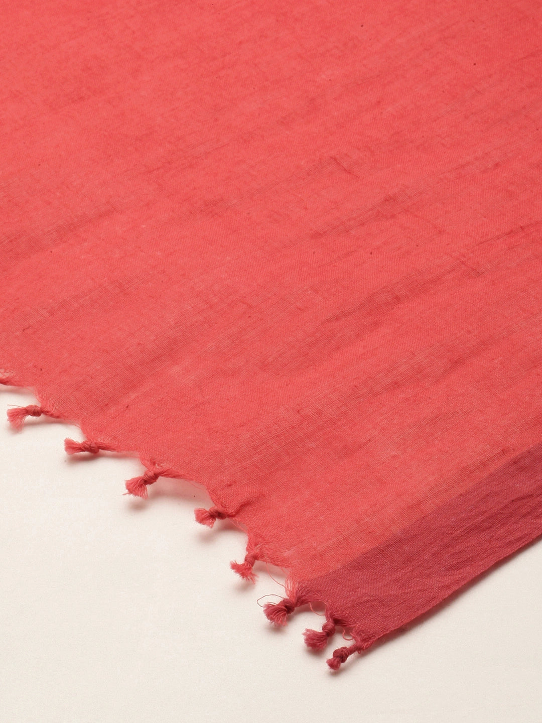 ASVA Women's Red Pure Cotton Scarf with Red Selvedge
