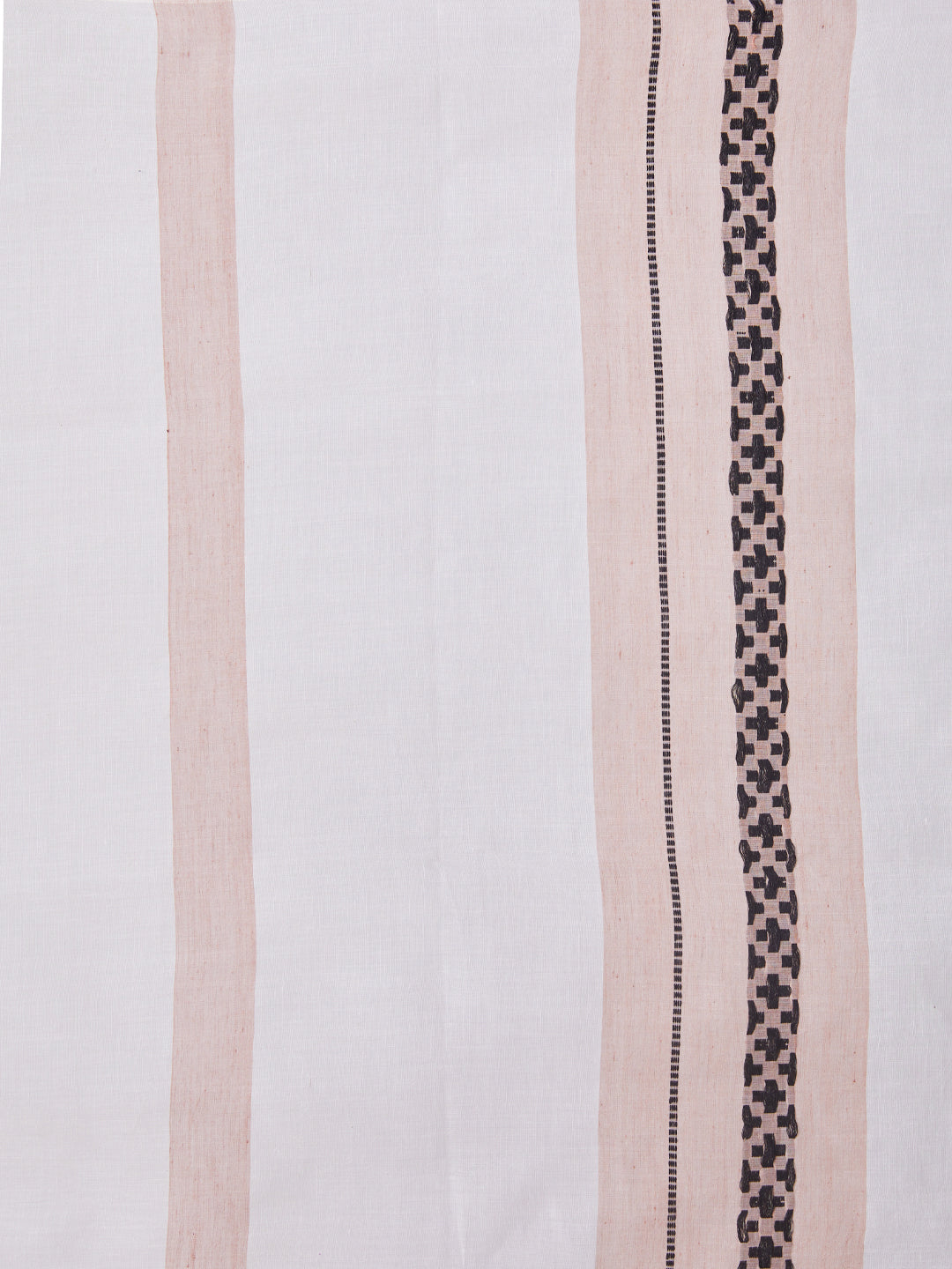 ASVA Women's White & Peach Woven Cotton Scarf