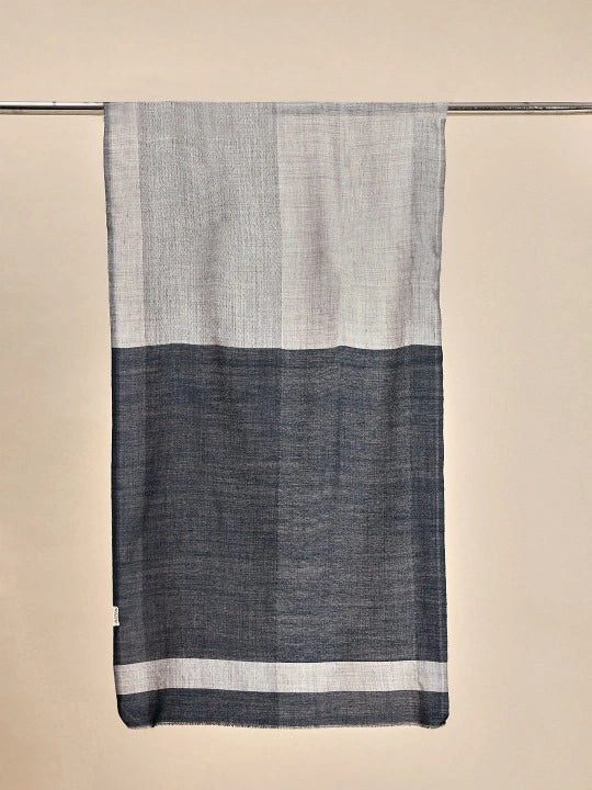Wool and Silk Navy Blue & Gray Scarf