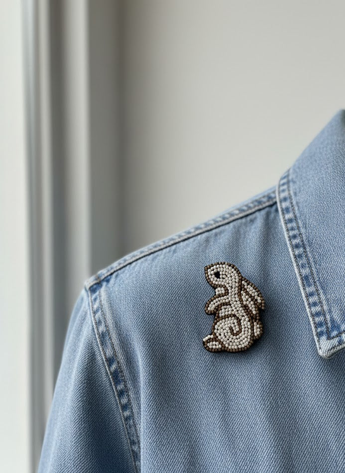 Beaded Bunny Charm Brooch