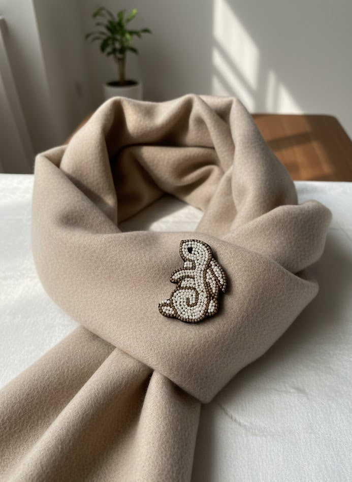 Beaded Bunny Charm Brooch