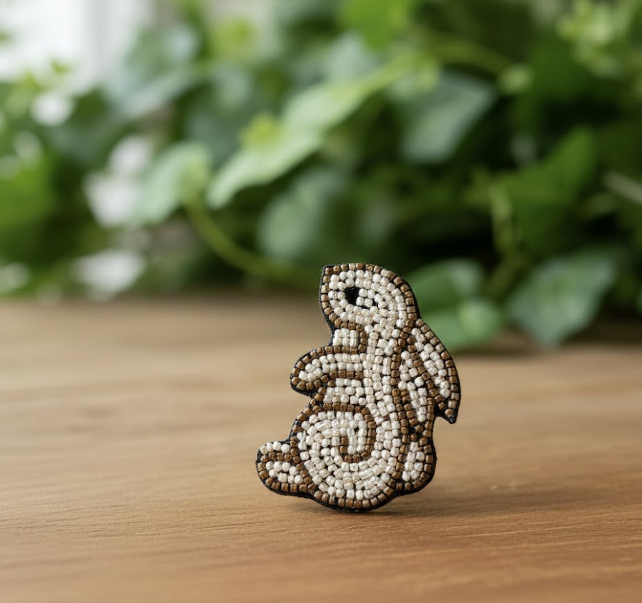 Beaded Bunny Charm Brooch