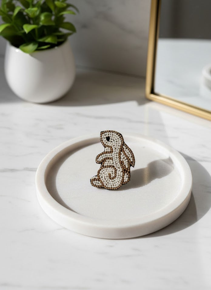 Beaded Bunny Charm Brooch