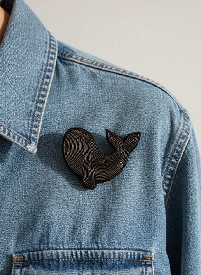 Beaded Dolphin Statement Brooch