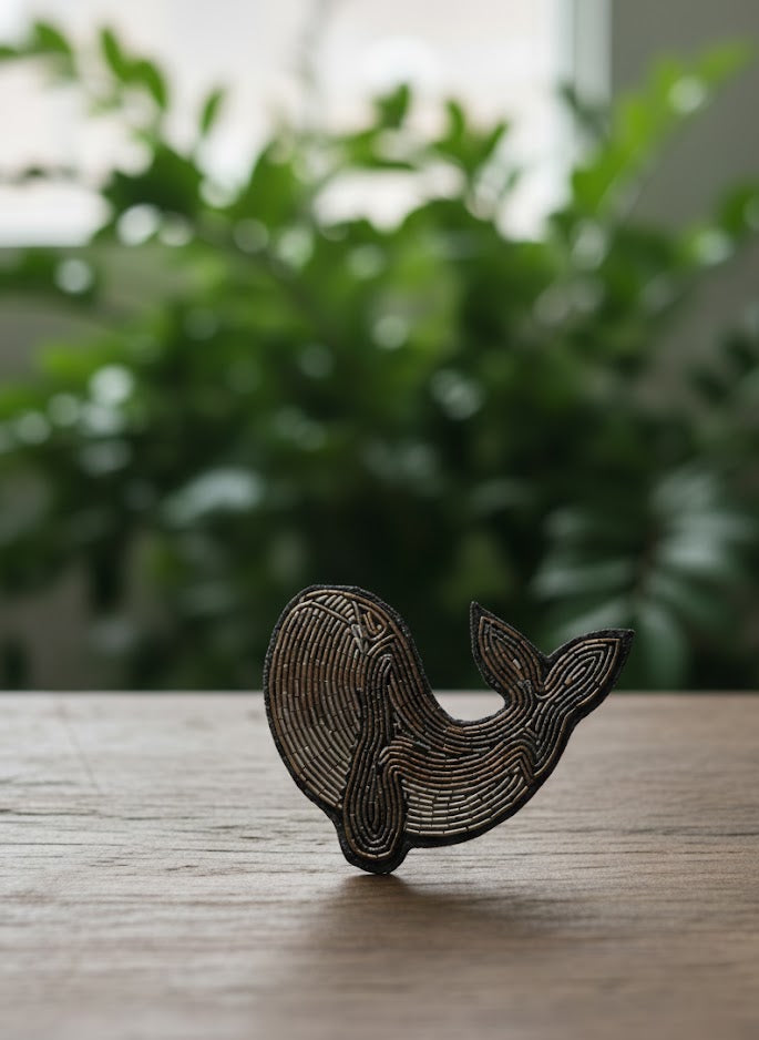 Beaded Dolphin Statement Brooch