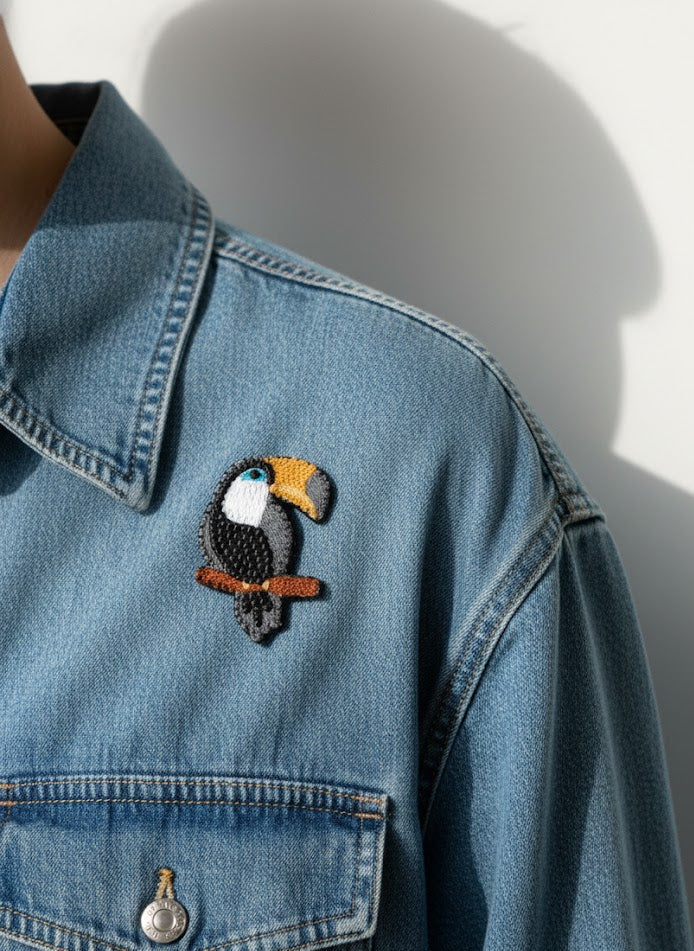 Regal Kingfisher Hand-Embroidered Brooch