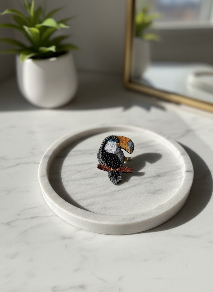 Regal Kingfisher Hand-Embroidered Brooch