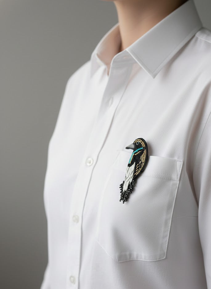 Beaded Kingfisher Statement Brooch