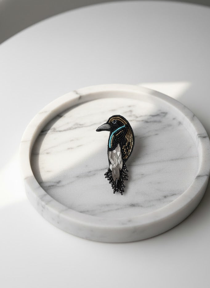 Beaded Kingfisher Statement Brooch
