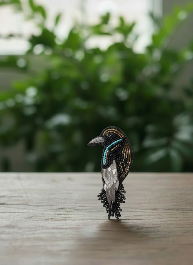 Beaded Kingfisher Statement Brooch