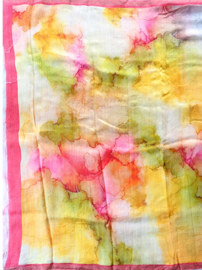 Handwoven Off White Matka Silk Saree with Multicolour Digital Print