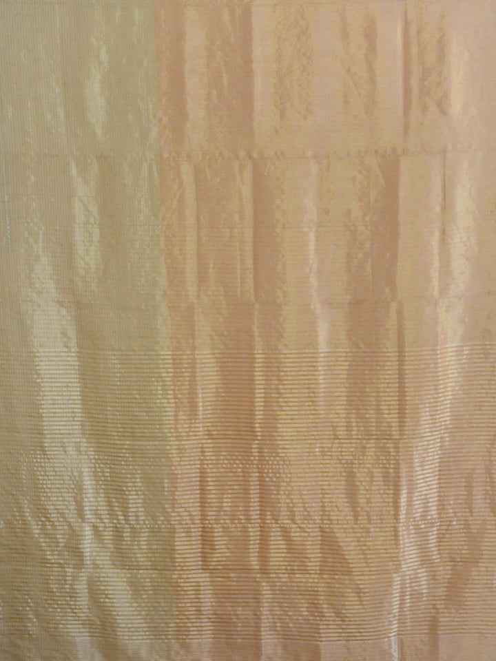 Handwoven Gold Tissue Silk Saree with Copper Striped Pallu
