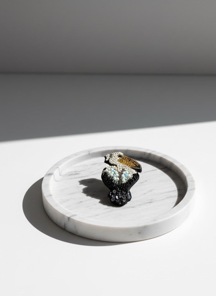 Hand-Embroidered Kingfisher Brooch