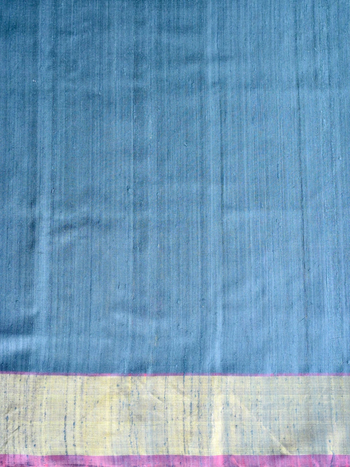 Handwoven Black Patan Patola Raw Silk Saree with Golden Border & Pallu