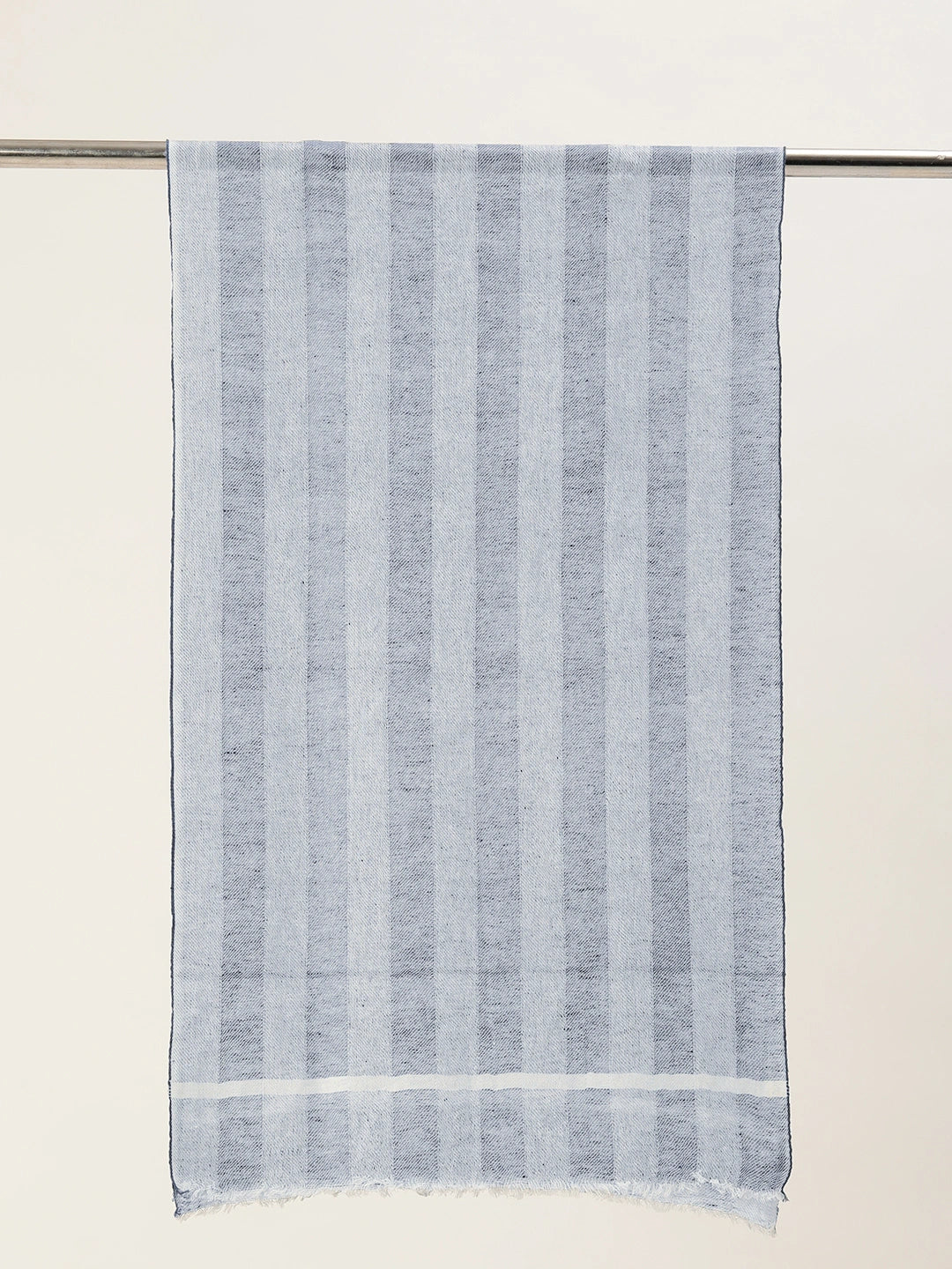 ASVA Handwoven Blue & White Striped Cotton Linen Scarf