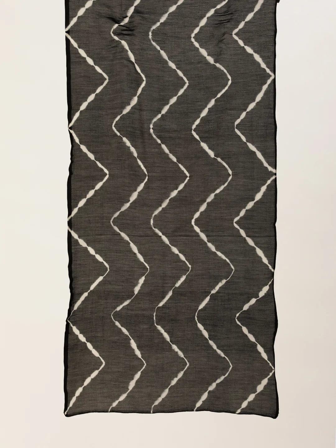 ASVA Handwoven Chanderi Silk Black and White Shibori Dyed Scarf