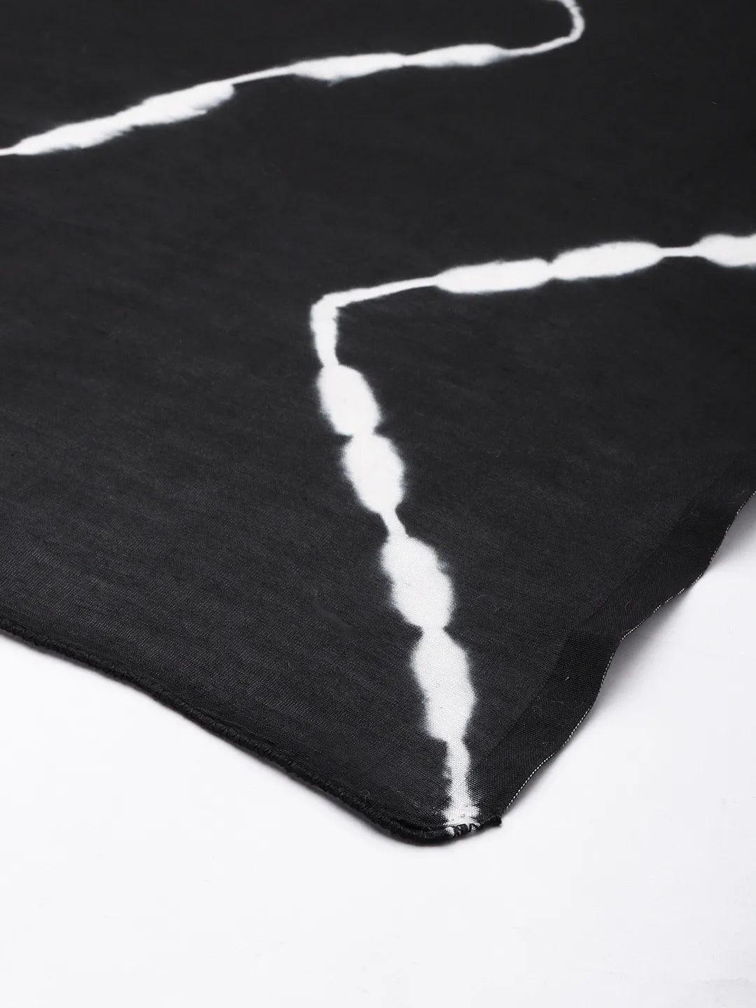 ASVA Handwoven Chanderi Silk Black and White Shibori Dyed Scarf