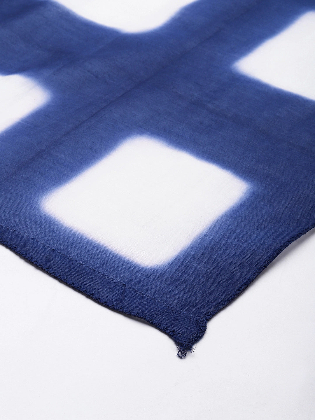 ASVA Handwoven Chanderi Silk Blue and White Shibori Dyed Scarf