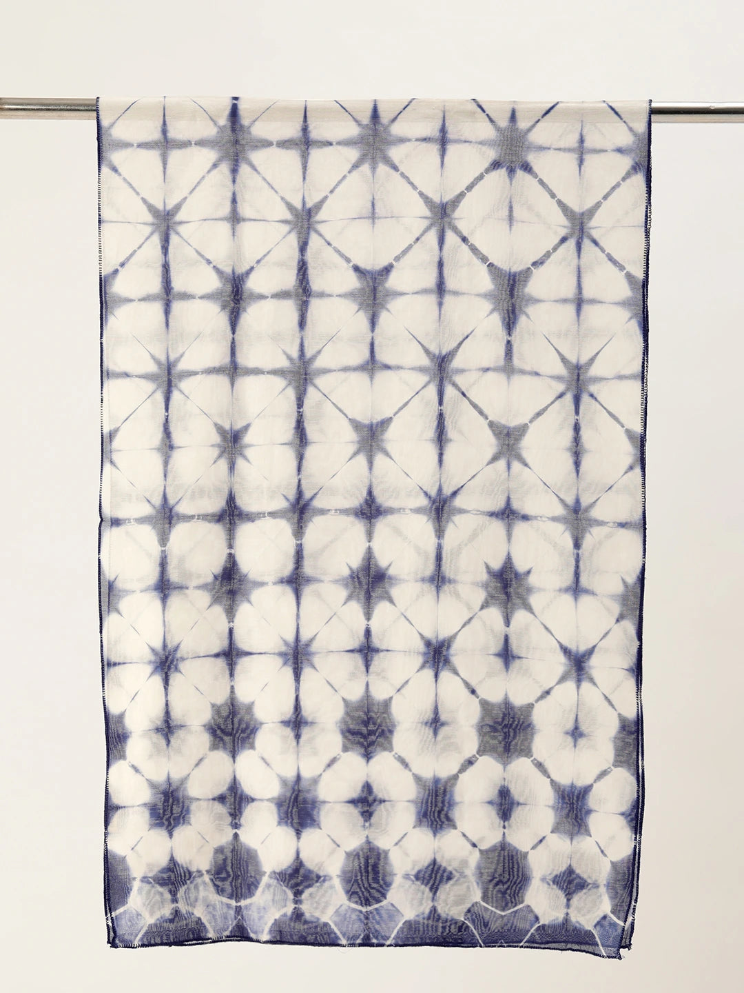 ASVA Handwoven Chanderi Silk Blue and White Shibori Starry Night Dyed Scarf