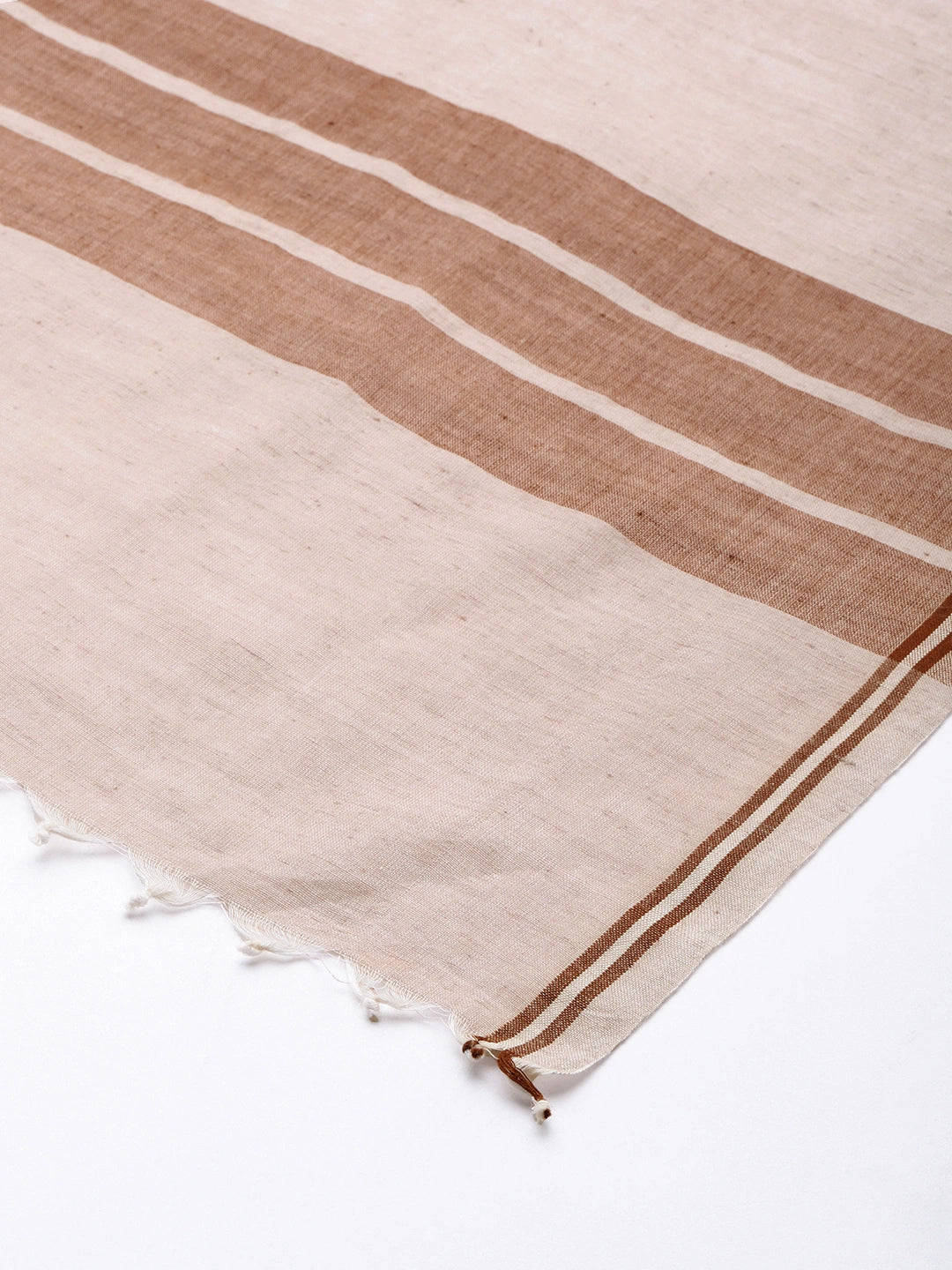 ASVA Handwoven Cotton Scarf in Tones of Brown With Border