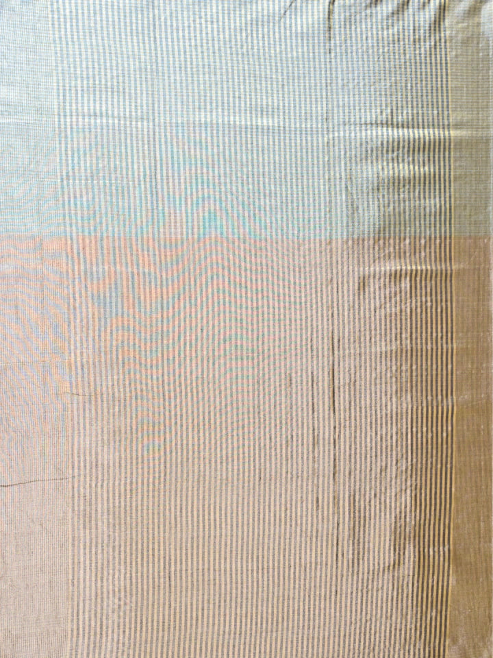Handwoven Gold Silk Saree with Tissue Weaving & Stripe Pallu