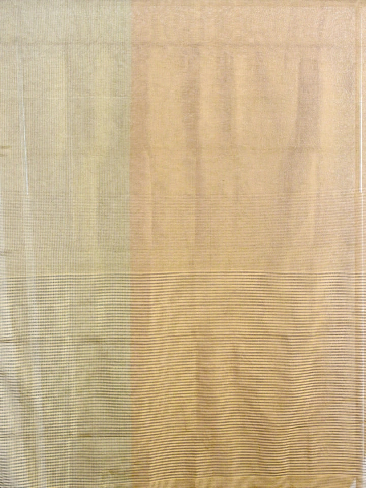 Handwoven Gold Silk Saree with Tissue Weaving & Stripe Pallu