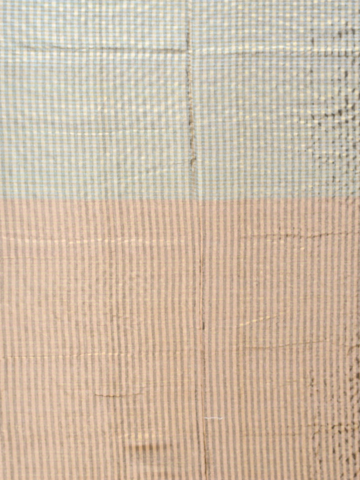 Handwoven Gold Silk Saree with Tissue Weaving & Stripe Pallu