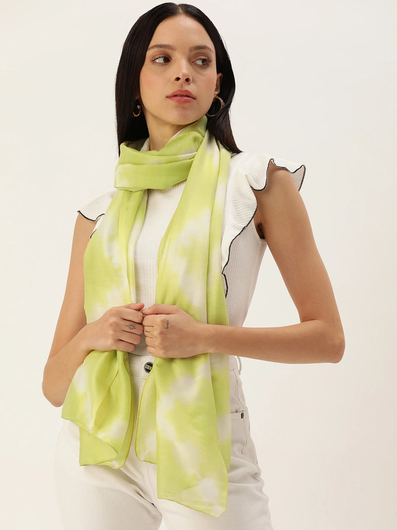 Handwoven Pastel Green Shibori Dyed Chanderi Silk Scarf