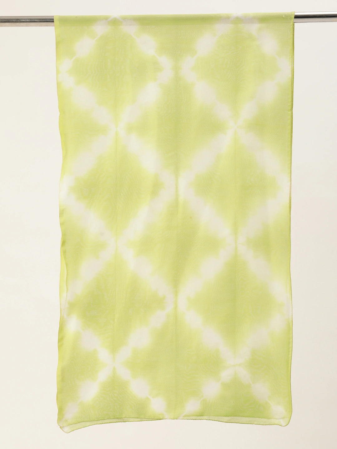 ASVA Handwoven Pastel Green Shibori Dyed Chanderi Silk Scarf