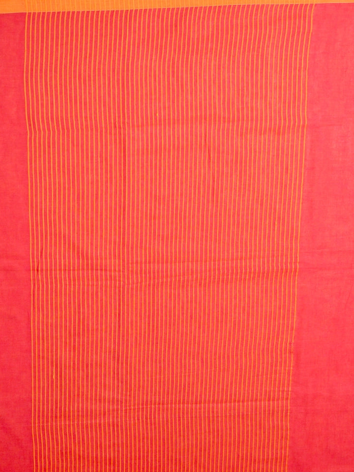 Handwoven Red Cotton Saree with Mustard Yellow Border