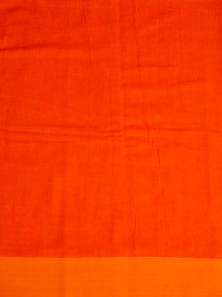 Handwoven Red Cotton Saree with Mustard Yellow Border