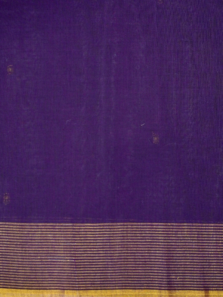 Handwoven Violet Cotton Saree with Striped Pallu