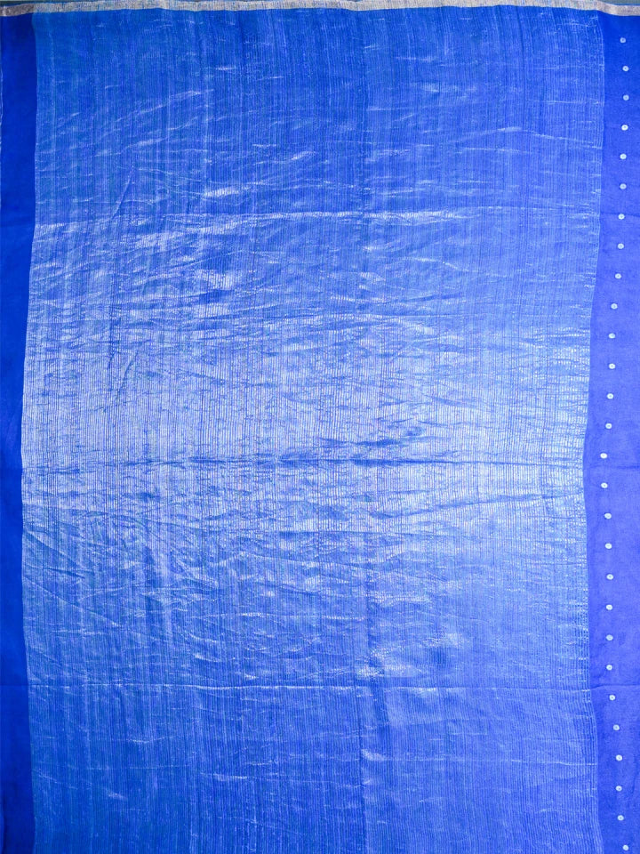 Handwoven Blue Silk Saree with Embellishments & Layered Finish
