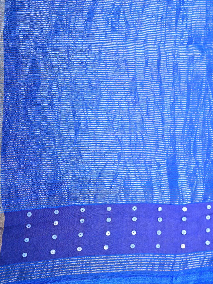 Handwoven Blue Silk Saree with Embellishments & Layered Finish