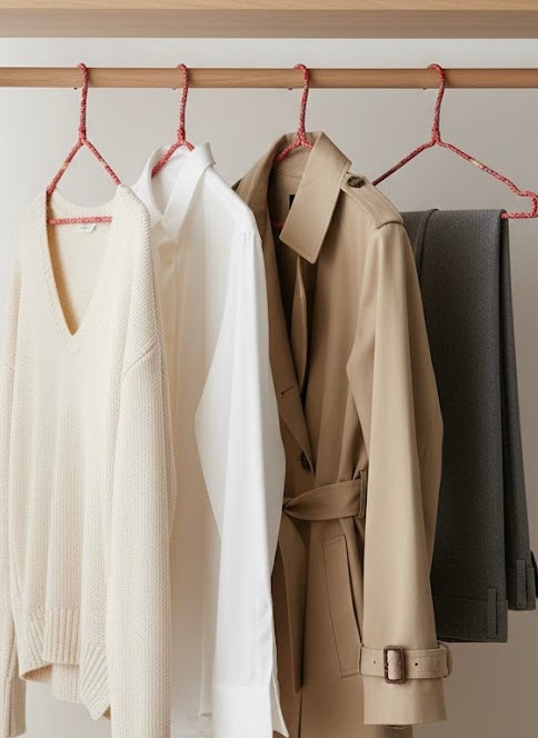 Sustainable Fabric Hangers Set | Non-Slip, Ultra-Thin, Space-Saving Design | Red