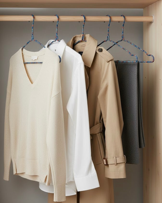Sustainable Fabric Hangers Set | Non-Slip, Ultra-Thin, Space-Saving Design | Blue