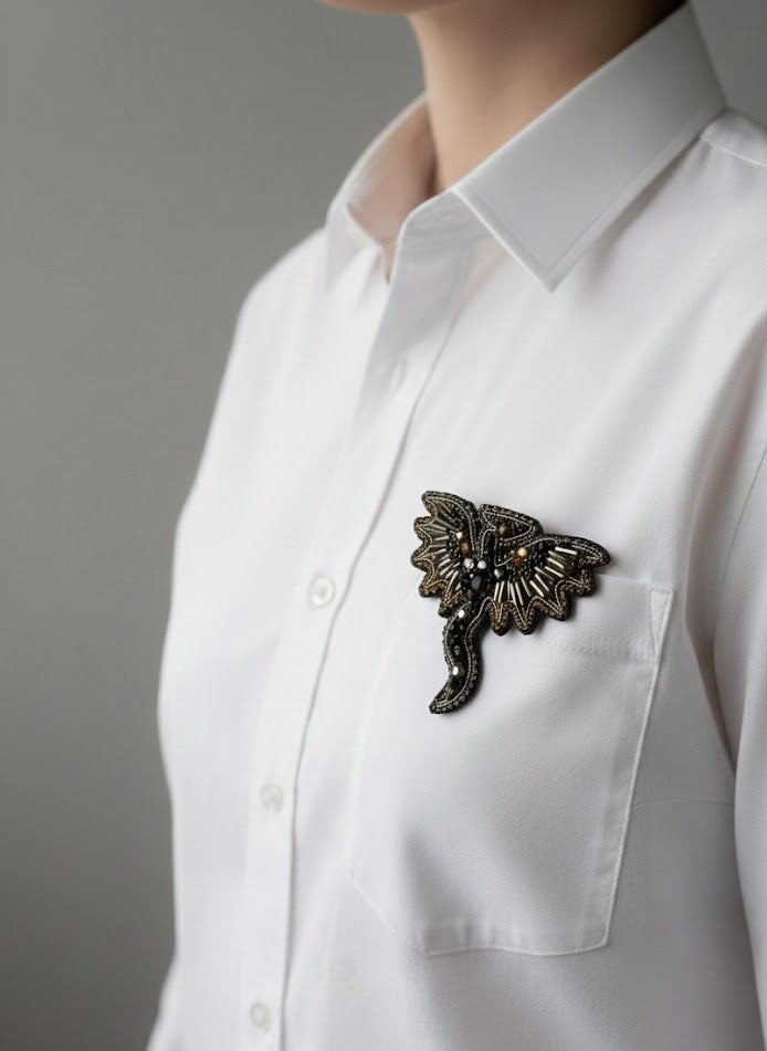 Mystic Dragon Beaded Brooch