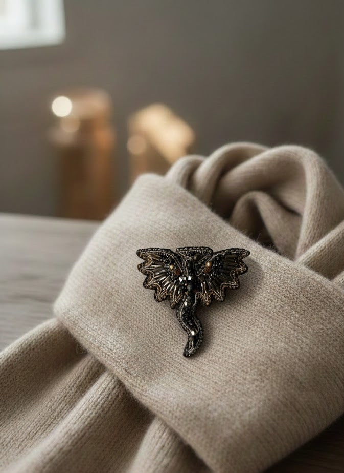 Mystic Dragon Beaded Brooch