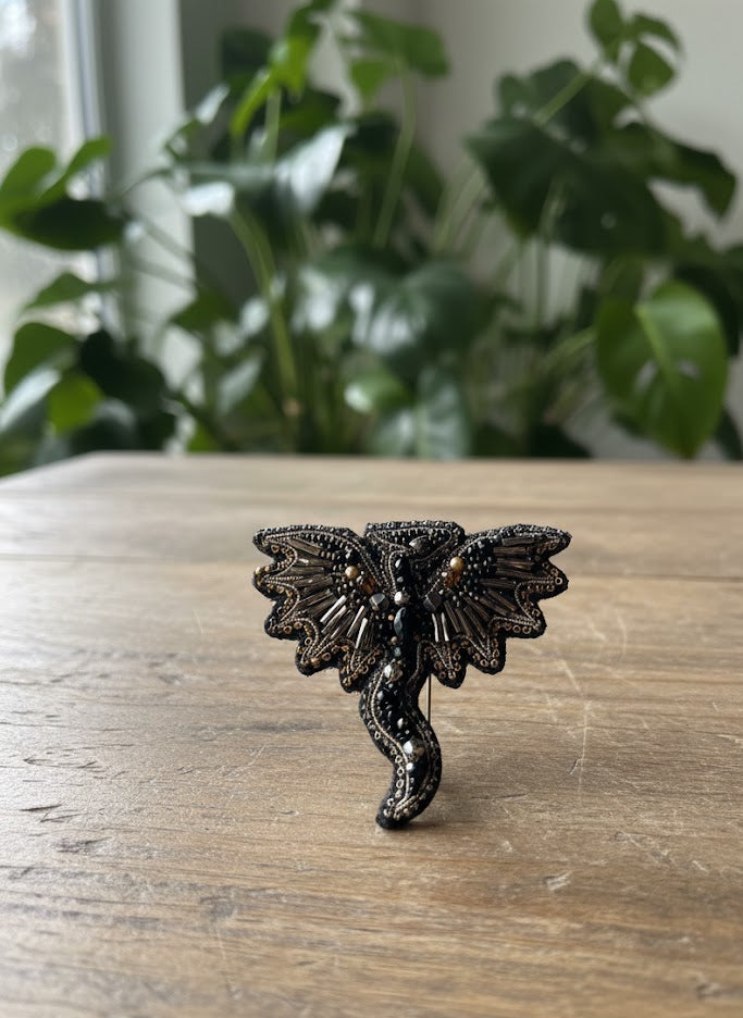 Mystic Dragon Beaded Brooch