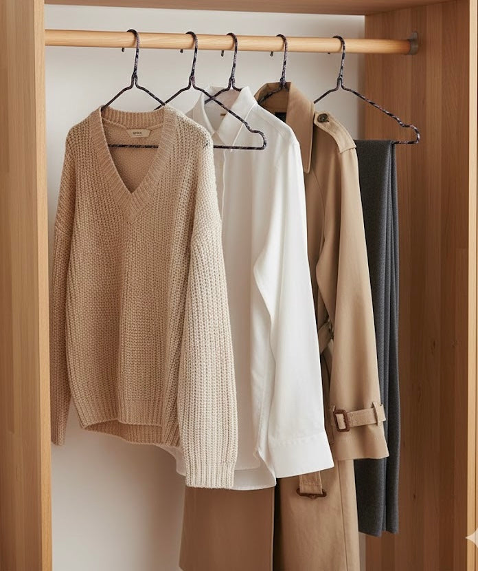 Sustainable Fabric Hangers Set | Non-Slip, Ultra-Thin, Space-Saving Design | Navy Blue