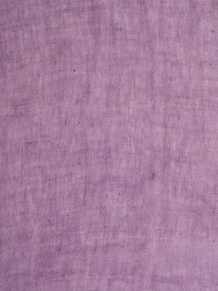 Handwoven Mauve Linen Saree with Gold Zari Pallu