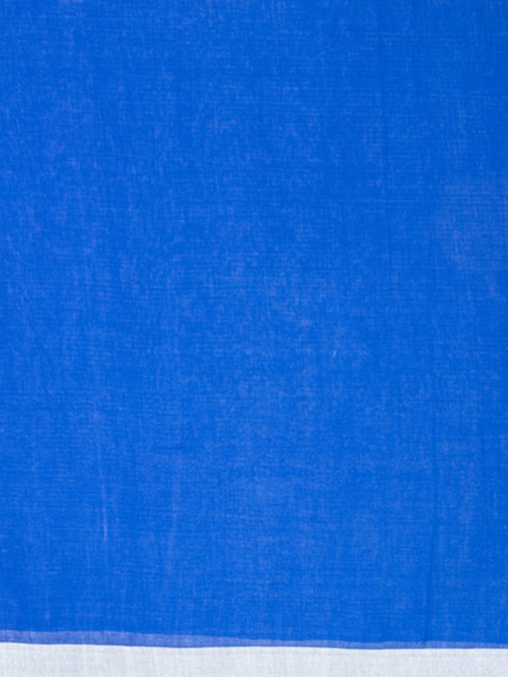 Handwoven Royal Blue Mul Cotton Saree with Tussar Silk Border and Pallu