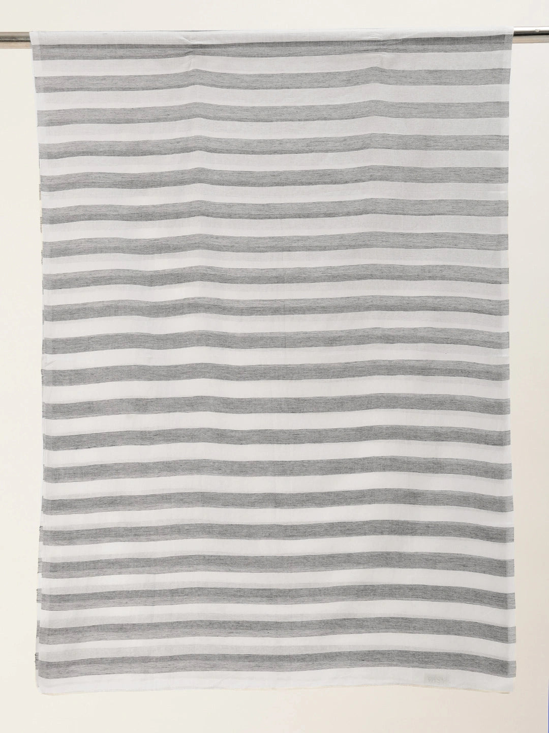 ASVA White with Grey Striped Handwoven Cotton Scarf