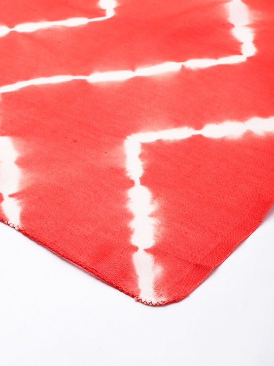 ASVA Handwoven Chanderi Silk Orange and White Shibori Dyed Scarf